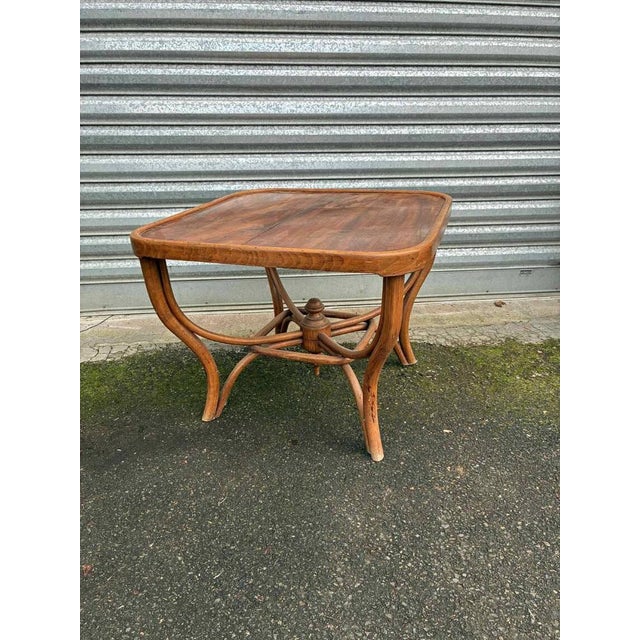 Beautiful small square side table in bentwood (beech). The top is walnut. 1930s-40s. Also perfect as an end table. Very...