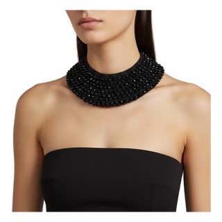 1930s Woven Jet-Black Faceted Crystals Italian Multi-Strand Necklace For Sale