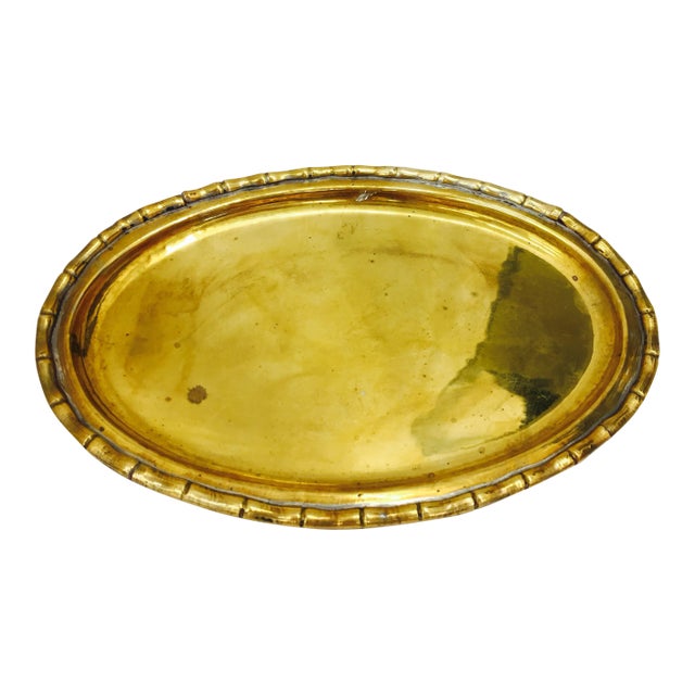 Vintage Brass Faux Bamboo Tray For Sale