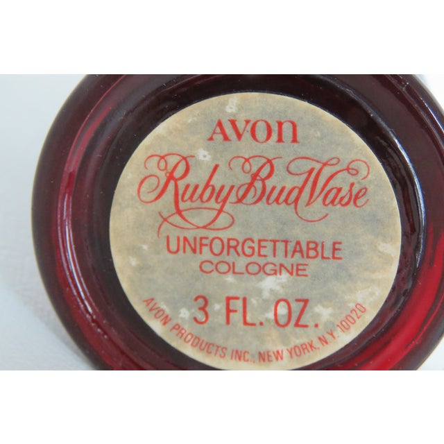 Glass Avon Empty Glass Bottle With Stopper From 1970s Ruby Bud Vase Cologne Line 5014b For Sale - Image 7 of 10