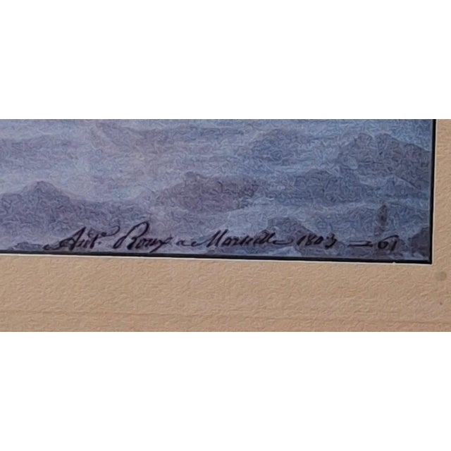 Late 20th Century Antoine Roux Maritime Print French 74 Mont Blanc Marseille Ship 1803 Framed For Sale - Image 4 of 11