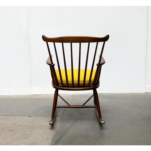 Mid-Century Rocking Chair with New Kvadrat Cushion by Børge Mogensen for FDB Møbler, 1960s For Sale - Image 17 of 18