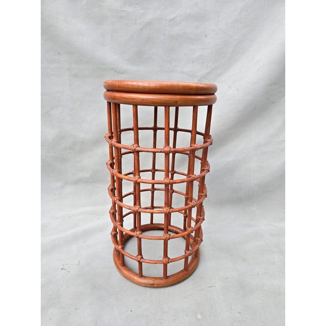 Mid-Century Modern 1960s Franco Albini Red Bamboo Umbrella Stand For Sale - Image 3 of 6