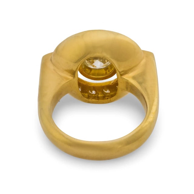 Vintage 1.25 Carat Old European Cut Diamond 18k Yellow Gold Cocktail Ring, Size 6.5 For Sale In Los Angeles - Image 6 of 6