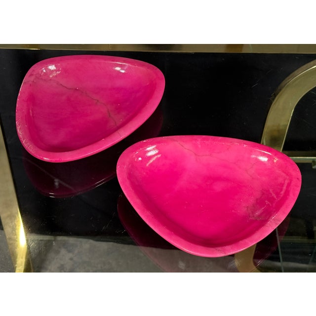 Mid-Century Modern Mid Century Italian Pink Dyed Alabaster Ashtrays Catchalls Made in Italy - A Pair For Sale - Image 3 of 8