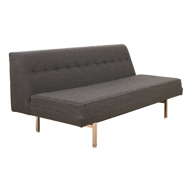 Modular Seating Sofa in Black Lacquered Steel Frame and Square Chrome-Plated Legs by George Nelson & Associates for Herman Miller, 1955 For Sale