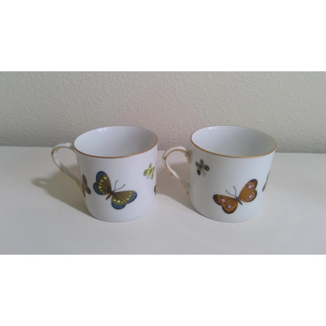 1960s Vintage 1960s Fitz & Floyd Butterfly Salad Plates and Matching Demitasse Cups - a Pair For Sale - Image 5 of 13
