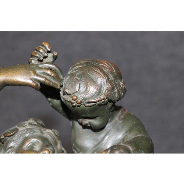 1920's Antique Bronze Statue of Children Playing Signed Clodion For Sale - Image 9 of 16