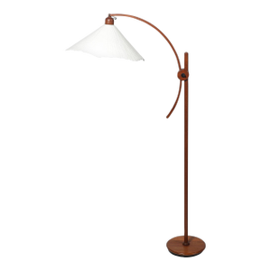 Mid-Century Sculptural Teak Adjustable Floor Lamp W/ Custom Archival Paper Shade