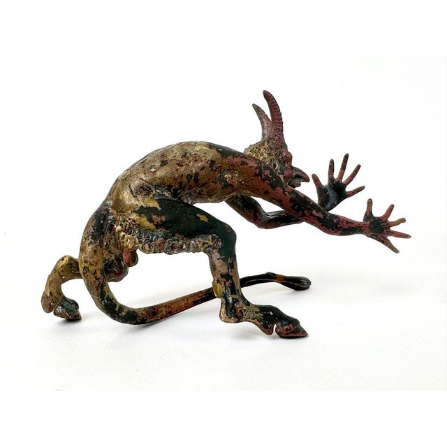 Cold Polychromed Bronze Mephisto Figurine attributed to Franz Xaver Bergmann, Austria, 1900s For Sale - Image 4 of 11