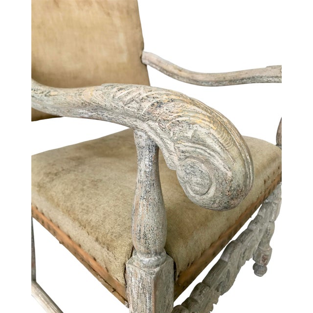 Baroque Antique Baroque Armchair in White For Sale - Image 3 of 6