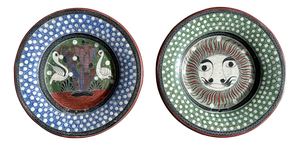 Hand-Painted Ceramic Art Wall Plates from Salvador Vazquez Carmona, Mexico, 1970s, Set of 2