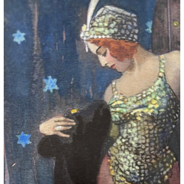 E.K, Soubrette with Panther, 1920s, Tempera, Framed For Sale - Image 6 of 11