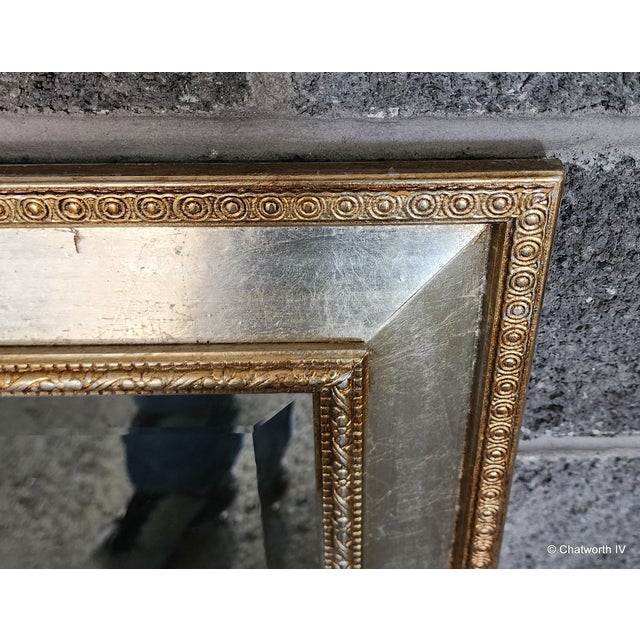 2010s 23 X 30.5 Gold & Silver-Leaf Beveled Glass Hanging Wall Mirror, Approx 20 Years Old For Sale - Image 5 of 10