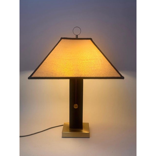 Leather and Brass Table Lamp, 1980s For Sale - Image 15 of 18