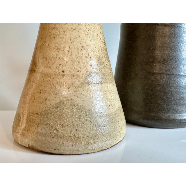 Hand-Thrown Slim Studio Ceramic Vases, Germany, 1980s, Set of 2 For Sale - Image 4 of 15