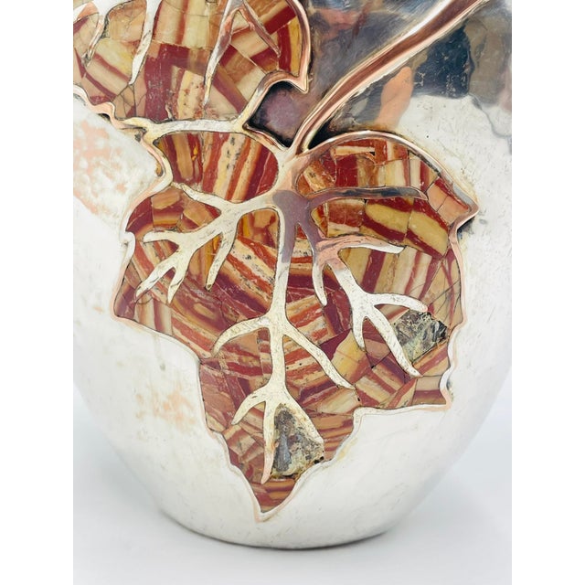 1980s Large Emilia Castillo Water Pitcher With Natural Jasper Stone Inlay, Signed For Sale - Image 17 of 18