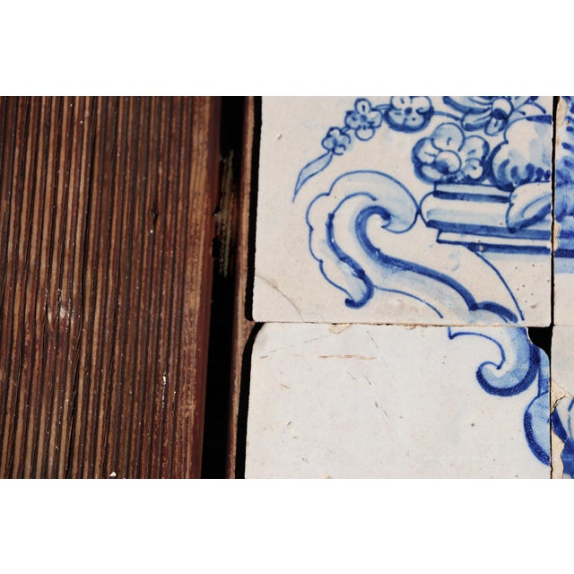 Tile Mural Panel Depicting a Baroque Jardinière With Flowers, Portuguese, 18th Century For Sale - Image 4 of 16