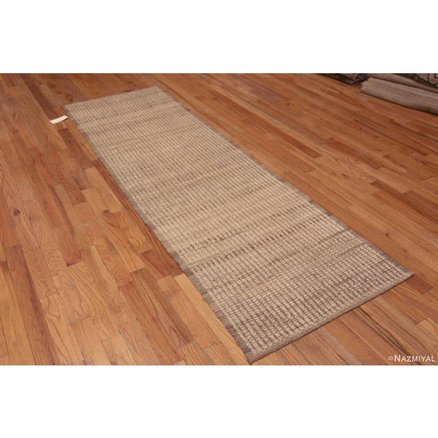 A Decorative Warm Minimalist Neutral Light Cream Color Modern Contemporary Hallway Runner Rug, Country of Origin: Central...