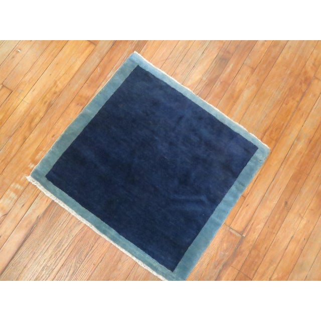 Blue Vintage Chinese Minimalist Rug - 2'3" x 2'5" For Sale - Image 4 of 18