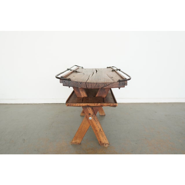 1980s Vintage Reclaimed Wood Accent Table For Sale - Image 5 of 13