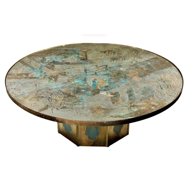 Philip and Kelvin LaVerne “Chan” Coffee Table, Acid Etched Brass, 1960s For Sale - Image 14 of 14