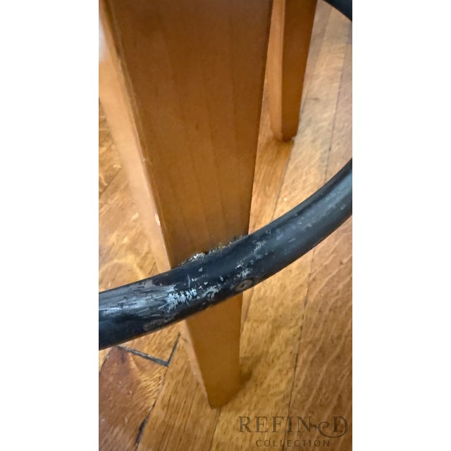 1990s Swaim Upholstered Counter Stools With Wood Bases and Metal Footrests - Set of 4 For Sale - Image 13 of 16