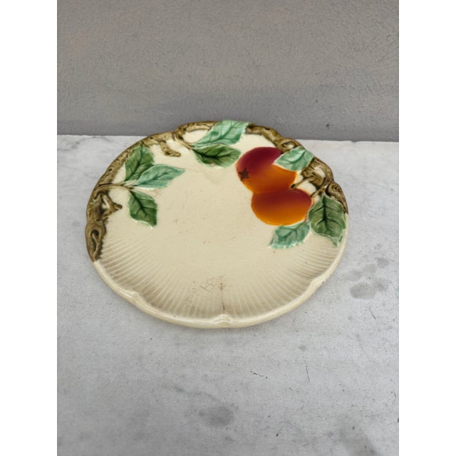 Small German Majolica Apples Plate Circa 1920 For Sale - Image 4 of 5