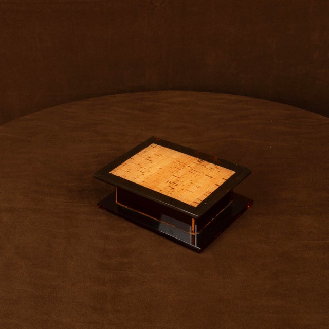 Italian Smoked Acrylic Glass and Natural Cork Jewellery Box, 1970 For Sale - Image 18 of 18