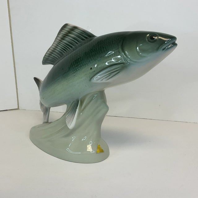 1990s 1990s Vintage Bohemian Czechoslovakian Majolica Porcelain Trout Fish Figurine by Royal Dux For Sale - Image 5 of 13