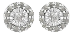 .925 Sterling Silver 1/2 cttw Miracle-Set Round Diamond Halo Stud Earrings (I-J Clarity, I3 Color)