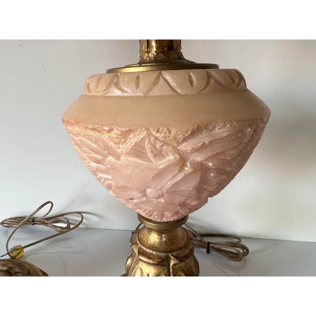 Italian Hollywood Regency Carved Marble Sheaf- Of -Wheat Table Lamps - A Pair/ Sold For Sale - Image 9 of 13