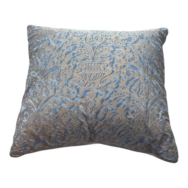 Campanelle Fortuny Pillow in Blue/Silvery Gold For Sale