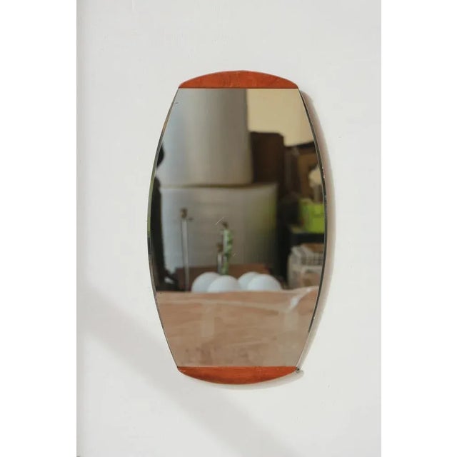 Oval Mirror Beveled in Teak, 1960s For Sale - Image 5 of 8