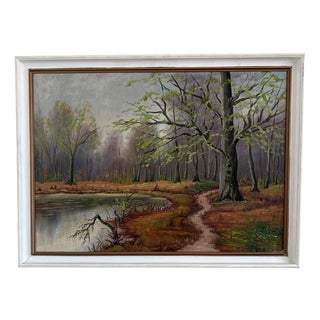 Forest Landscape, 1960s, Oil Painting For Sale