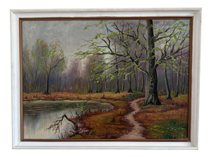 Forest Landscape, 1960s, Oil Painting