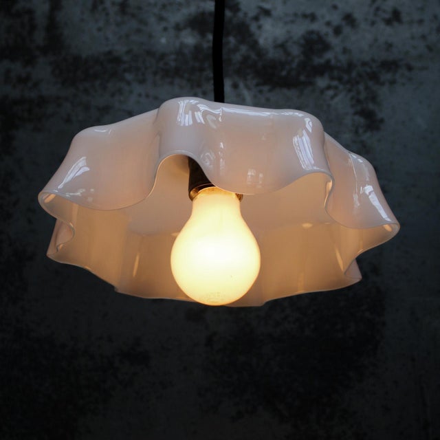 French White Opaline Glass Pendant Lamp For Sale - Image 6 of 8