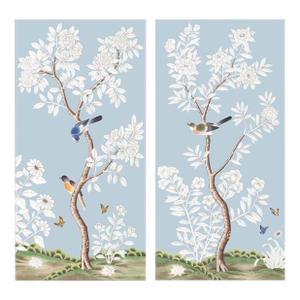 30"*60", a Set of 2 Panels Chinoiserie Wall Artwork