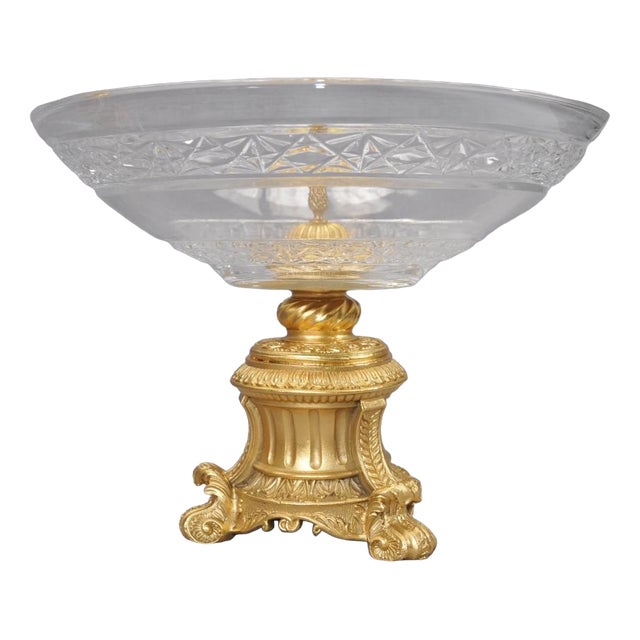 French Empire Ormolu Cut Glass Bowl For Sale