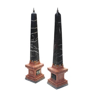 Italian Carved Marble Obelisks - A Pair For Sale
