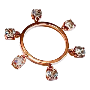 18k Rose Gold Rose Cut Diamond Fringe Ring Size 5.5