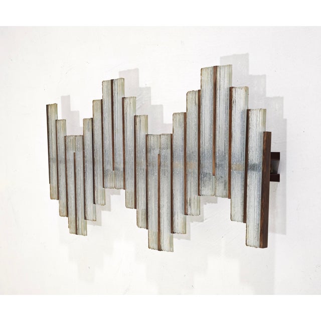 Mid-Century Modern Glass and Wood Wall Lamp by Biancardi and Jordan Arte for Poliarte Italia, 1970s For Sale - Image 10 of 18