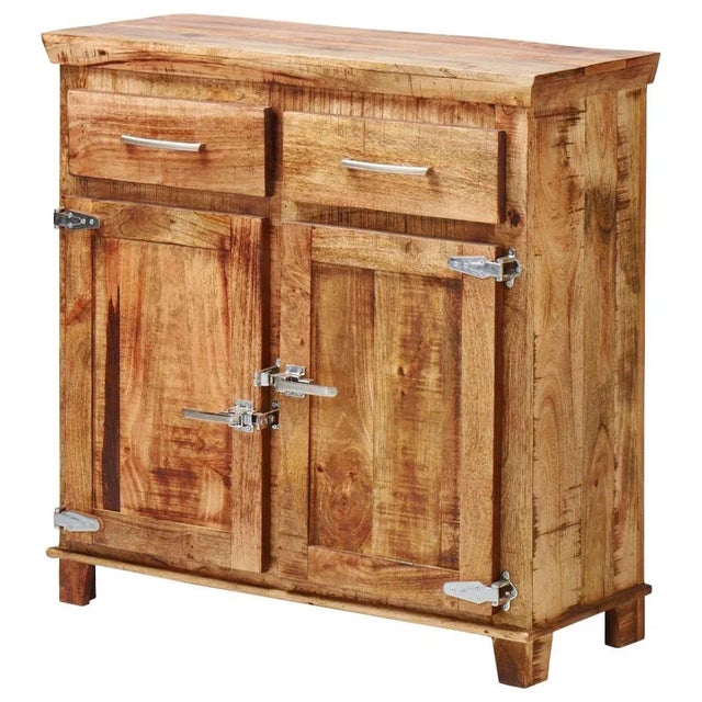 Reclaimed Wood Rustic Sideboard Cabinet 2 Doors Icebox Lock For Sale - Image 4 of 4