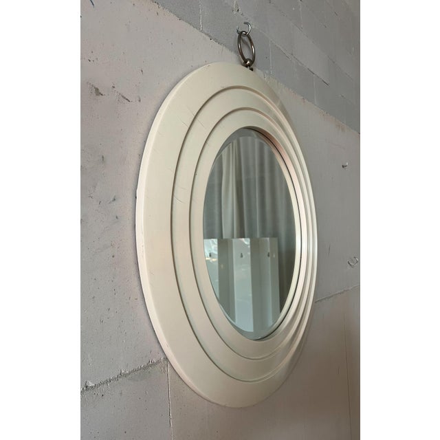 Metal Italian Round Mirror with Sculptural Concentric Frame For Sale - Image 7 of 8