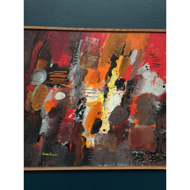 Kulo Green, Composition, 1950s, Oil Painting on Panel, Framed For Sale - Image 4 of 18