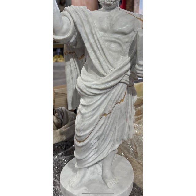 St. Peter Sculpture with Gold Veining, Marble For Sale - Image 4 of 5