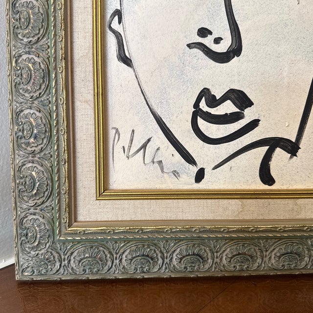 Peter Keil Peter Keil Original Black & White Abstract Portrait Painting For Sale - Image 4 of 7