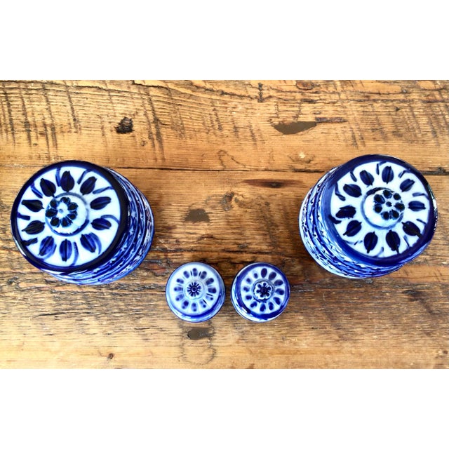 Set of Four Vintage 1980s Porcelain Lidded Canisters Hand-Made and Painted in Brazil For Sale - Image 9 of 12
