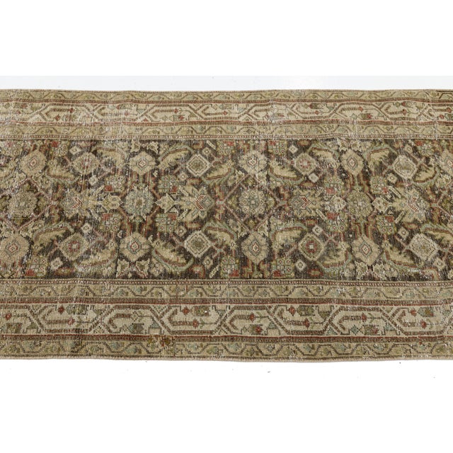 19th Century Antique Malayer Wool Hallway Runner Rug in Earthy Neutrals For Sale In New York - Image 6 of 9