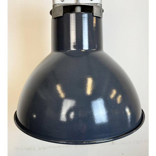 French Industrial Dark Blue Enamel Pendant Lamp from Mazda, 1960s For Sale - Image 4 of 18